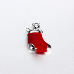 Christmas Stocking 925 Silver Enamel Charms