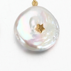 925 Sterling Silver Round Baroque Pearl Charm