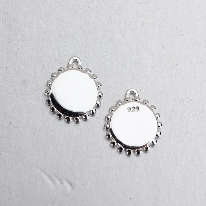 925 Sterling Silver Shiny Round Tag Diy Jewelry Charm