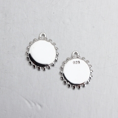 925 Sterling Silver Shiny Round Tag Diy Jewelry Charm