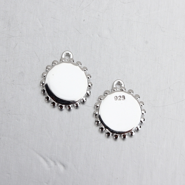 925 Sterling Silver Shiny Round Tag Diy Jewelry Charm