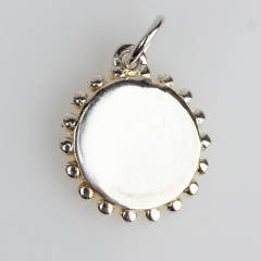 925 Sterling Silver Shiny Round Tag Diy Jewelry Charm