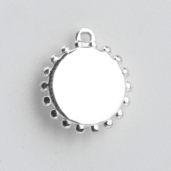925 Sterling Silver Shiny Round Tag Diy Jewelry Charm
