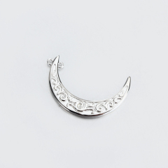 925 Sterling Silver Engraved Filigree Moon Charm