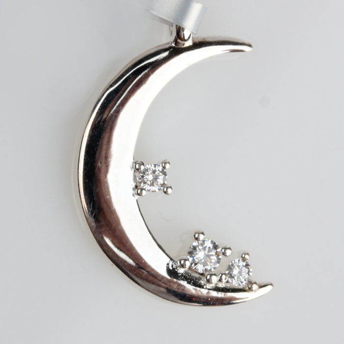 925 Sterling Silver Cubic Zirconia Crescent Moon Charm
