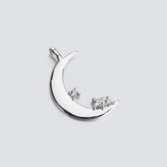 925 Sterling Silver Cubic Zirconia Crescent Moon Charm
