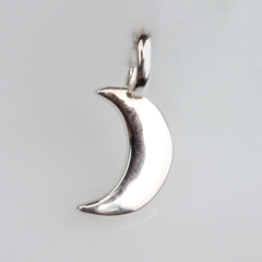 925 Sterling Silver Blank Mini Crescent Moon Charm