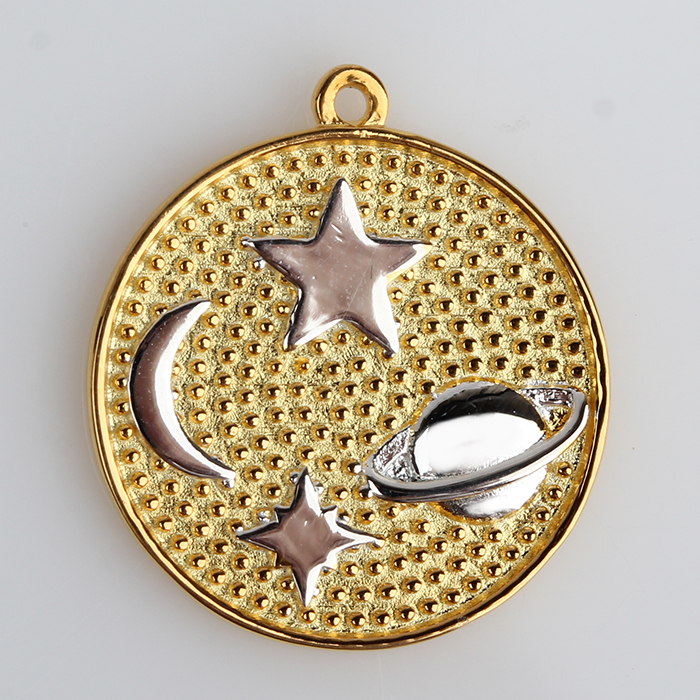 925 Sterling Silver Moon Star Planet Universe Charm