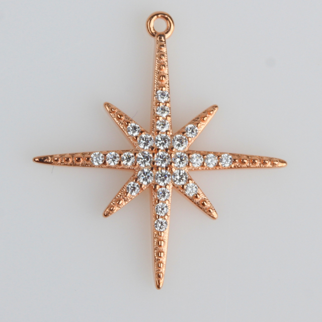 925 Sterling Silver Cubic Zirconia Northern Star Pendant Wholesale