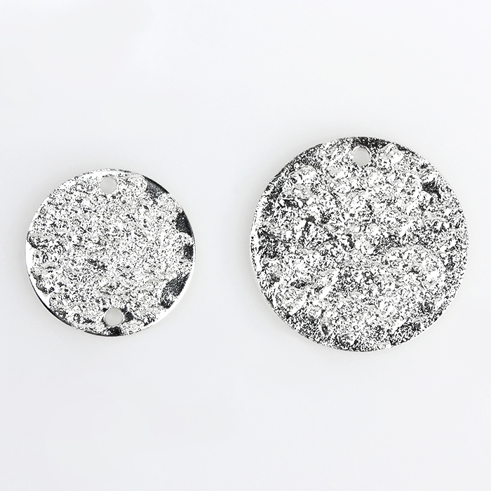 925 Sterling Silver Hammer Surface Round Charm