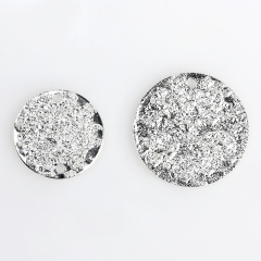 925 Sterling Silver Hammer Surface Round Charm