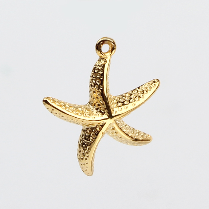 925 Sterling Silver Hammer Surface Starfish Charm