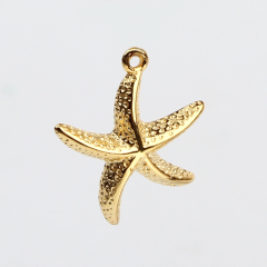 925 Sterling Silver Hammer Surface Starfish Charm