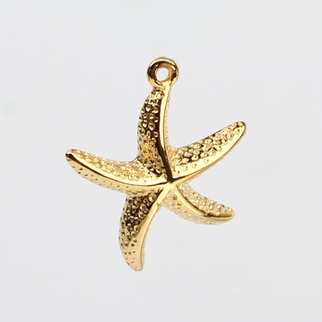 925 Sterling Silver Hammer Surface Starfish Charm