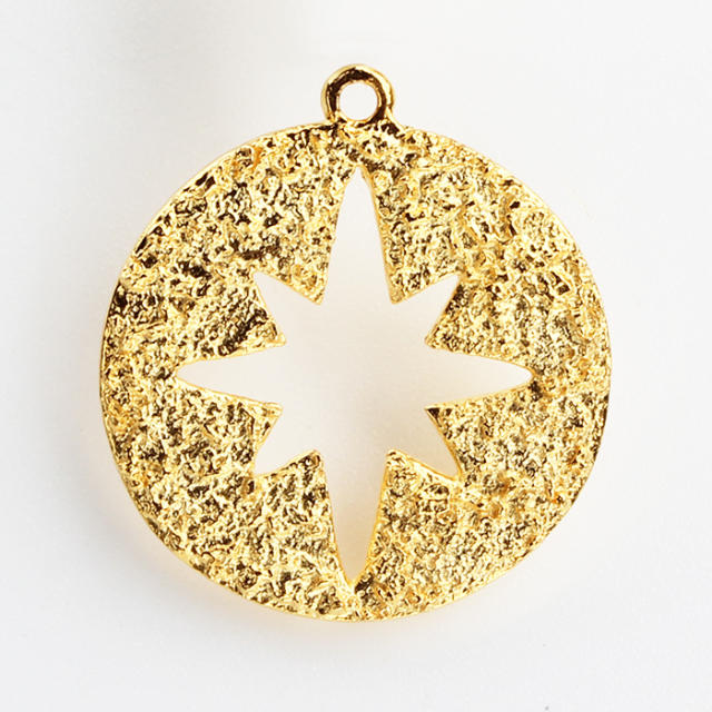 925 Sterling Silver Hammer Surface North Star Charm