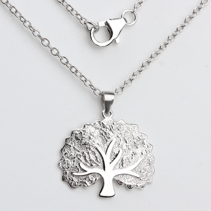 925 Sterling Silver Hammer Surface Tree Of Life Charm