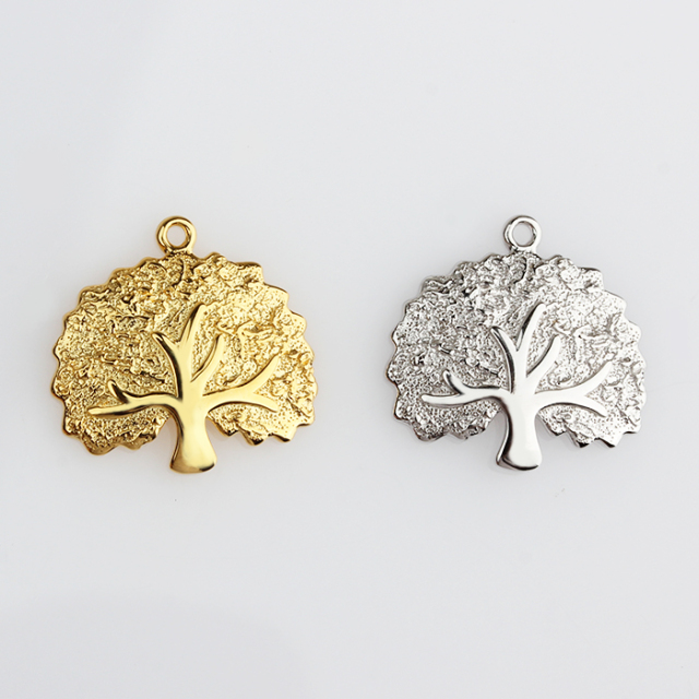 925 Sterling Silver Hammered Effect Tree Of Life Charm