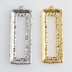 925 Sterling Silver Hammered Surface Rectangle Charm