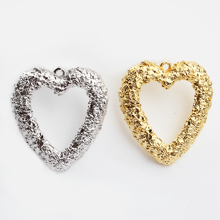 925 Sterling Silver Hammered Surface Heart Charm