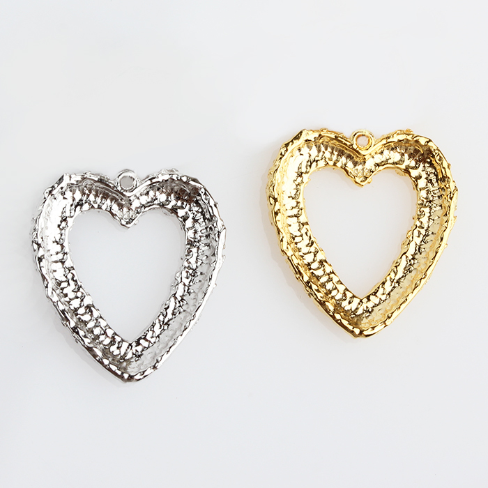 925 Sterling Silver Hammered Surface Heart Charm