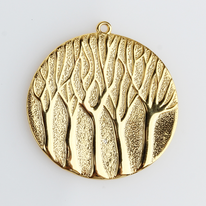 925 Sterling Silver Hammered Surface Poplar Charm