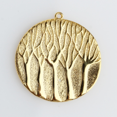 925 Sterling Silver Hammered Surface Poplar Charm