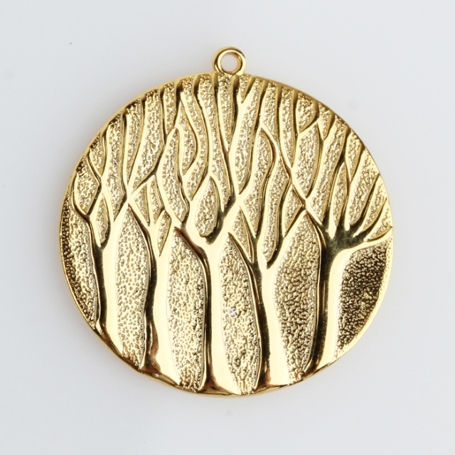 925 Sterling Silver Hammered Surface Poplar Charm