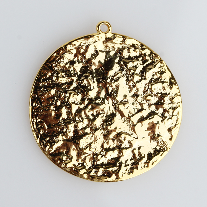 925 Sterling Silver Hammered Surface Poplar Charm