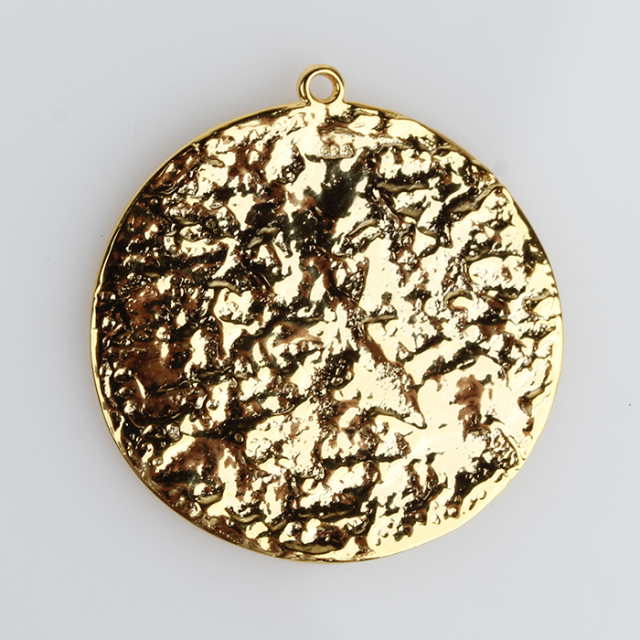 925 Sterling Silver Hammered Surface Poplar Charm