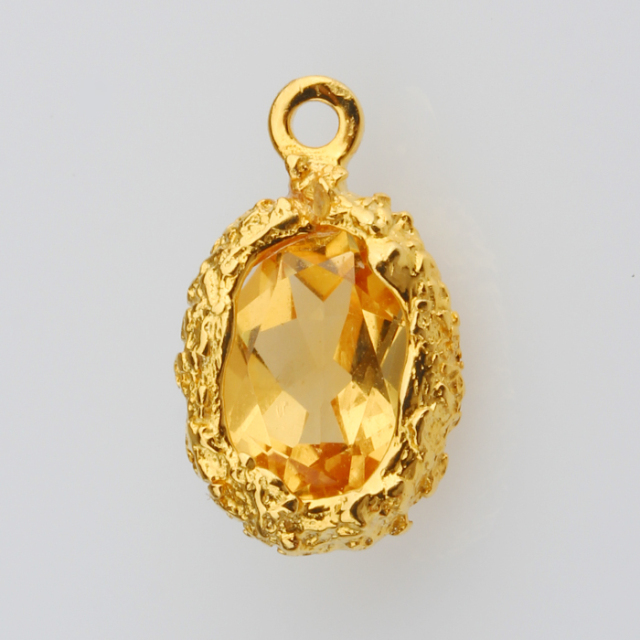 925 Sterling Silver Hammered Surface Gamstone Charm