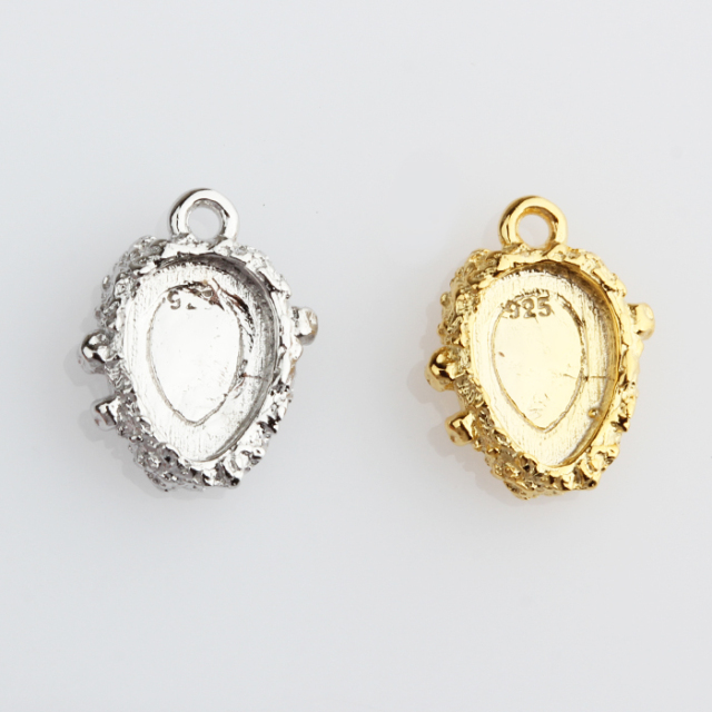 925 Sterling Silver Gemstone Hammered Pear Charm