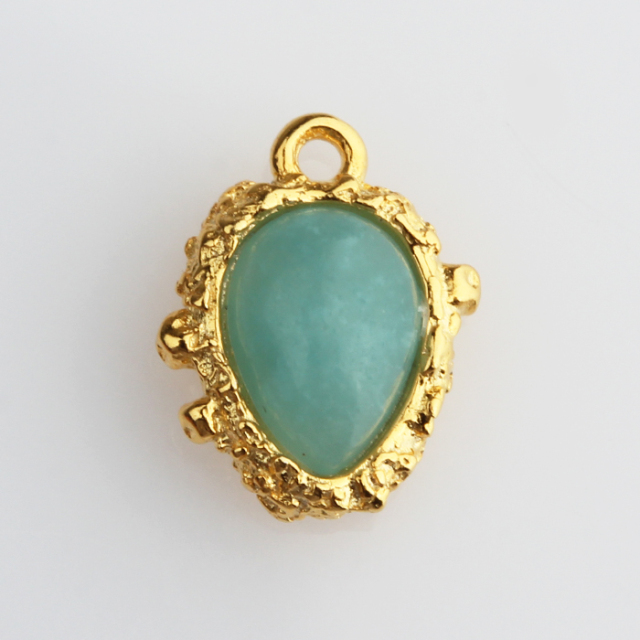 925 Sterling Silver Gemstone Hammered Pear Charm