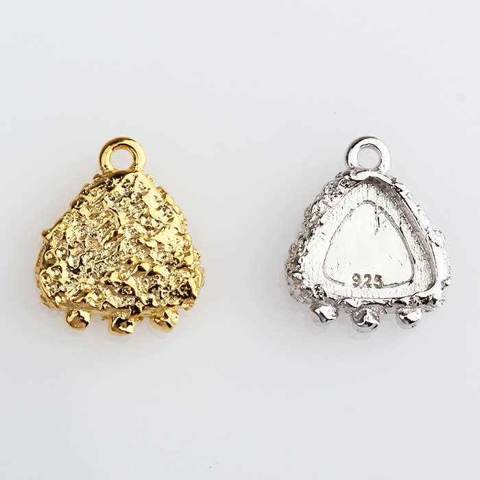925 Sterling Silver Gemstone Hammered Triangle Charm