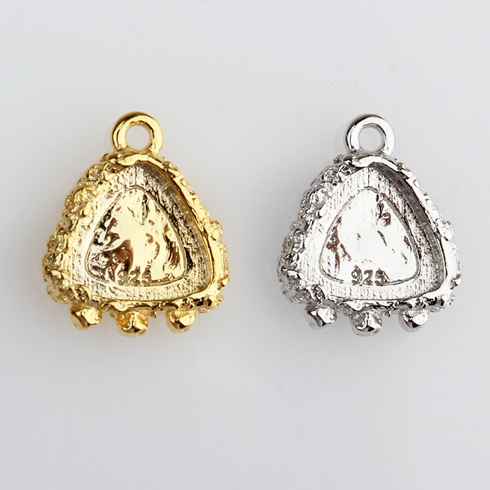925 Sterling Silver Gemstone Hammered Triangle Charm