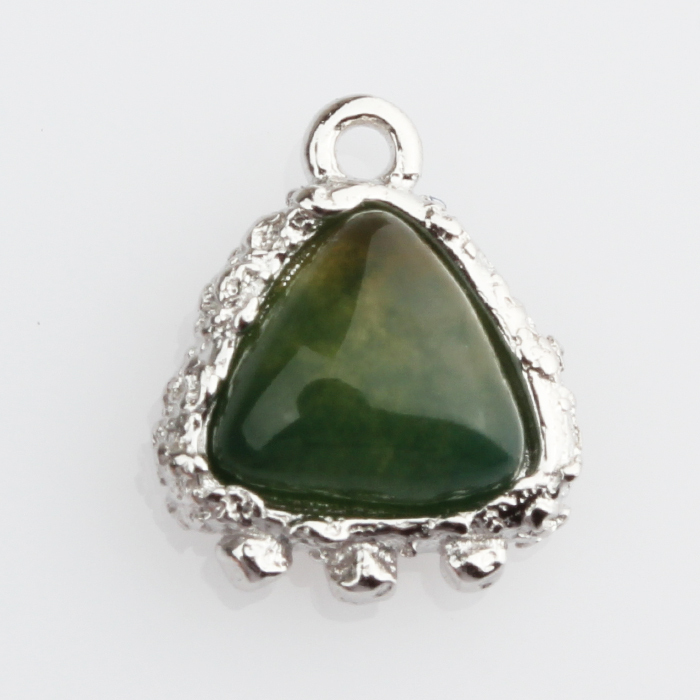 925 Sterling Silver Gemstone Hammered Triangle Charm