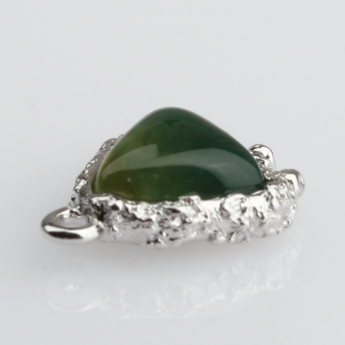 925 Sterling Silver Gemstone Hammered Triangle Charm