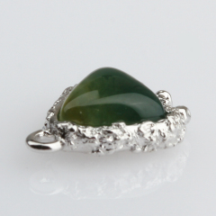 925 Sterling Silver Gemstone Hammered Triangle Charm