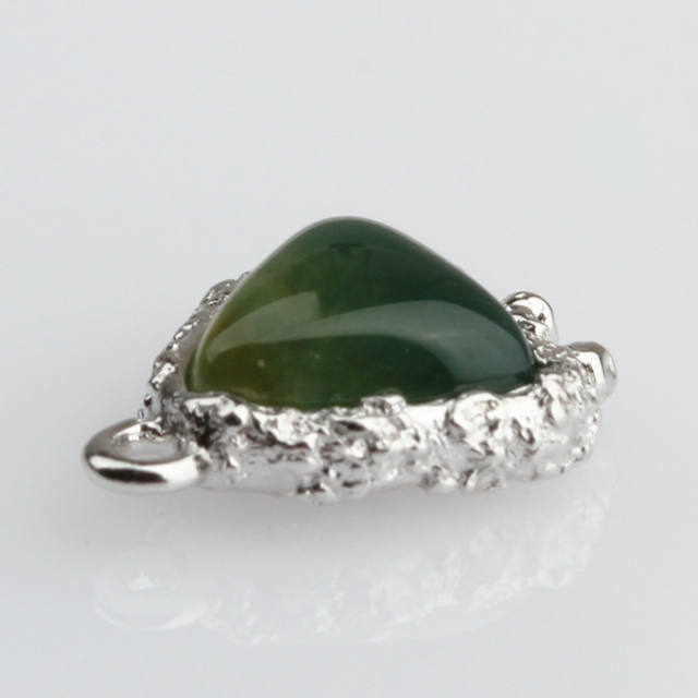 925 Sterling Silver Gemstone Hammered Triangle Charm