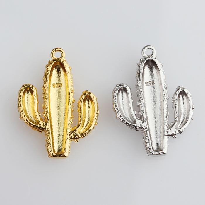 925 Sterling Silver Tropical Cactus Poplar Charm