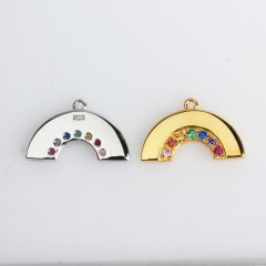 925 Sterling Silver Polish Rainbow Color Stone Charm