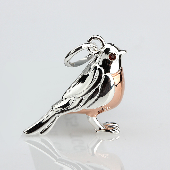 925 Sterling Silver Bird Tiny Unique Red Eye Diy Jewelry Charm