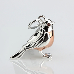 925 Sterling Silver Bird Tiny Unique Red Eye Diy Jewelry Charm