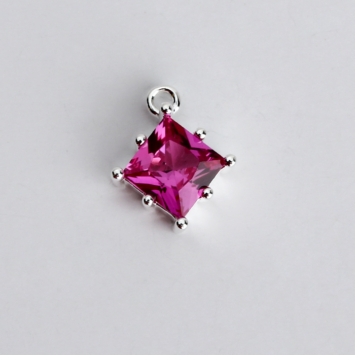 925 Sterling Silver Square Cubic Zirconia Diy Jewelry Charm