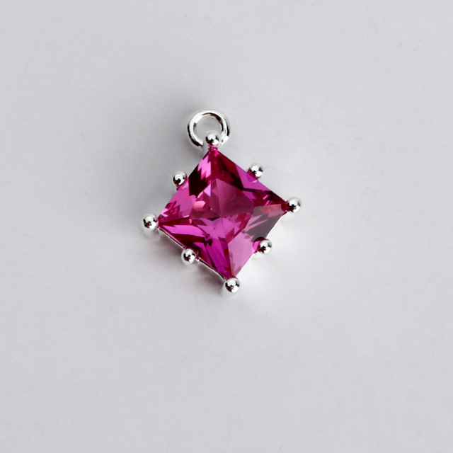 925 Sterling Silver Square Cubic Zirconia Diy Jewelry Charm