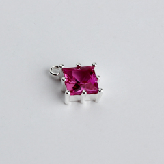 925 Sterling Silver Square Cubic Zirconia Diy Jewelry Charm