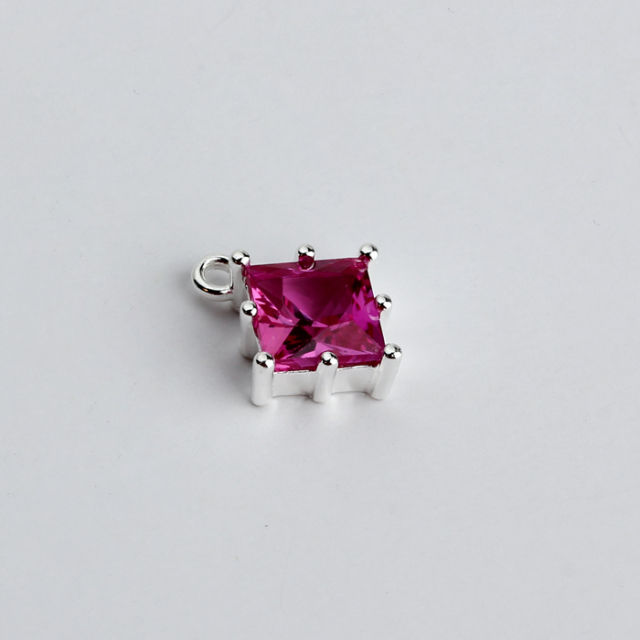 925 Sterling Silver Square Cubic Zirconia Diy Jewelry Charm