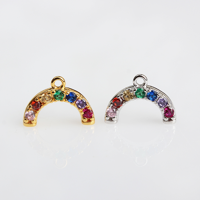 925 Sterling Silver Rainbow Color Stone Charm