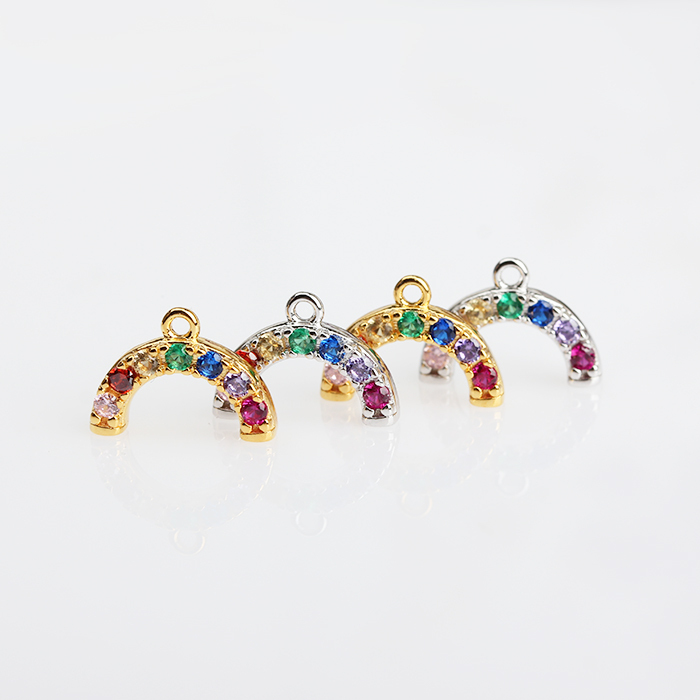 925 Sterling Silver Rainbow Color Stone Charm