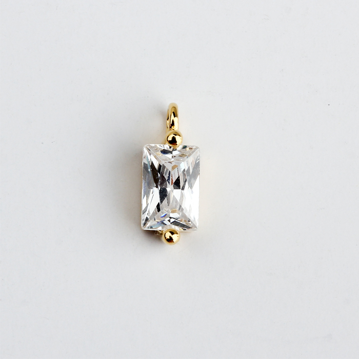 925 Sterling Silver Square 4*6mm Square CZ Charm
