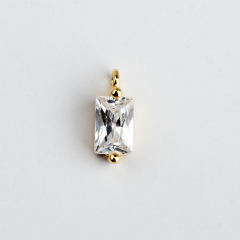 925 Sterling Silver Square 4*6mm Square CZ Charm